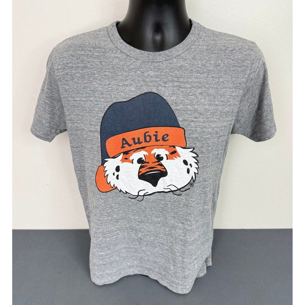 League Women's AU Aubie Mascot Graphic Short Sleeve T-Shirt Gray Medium FLAW